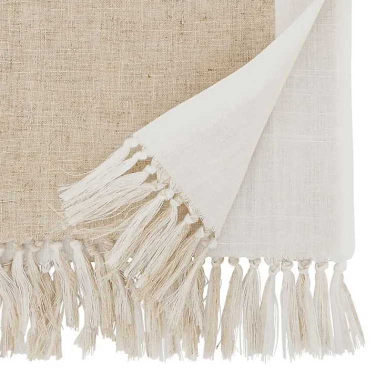 Kirklands Home Two Tone Tan and White Table Runner, 90 in.