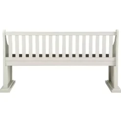 Kirklands Home Two-Tone Dark Oak and Ivory High Back Wooden Bench White Best