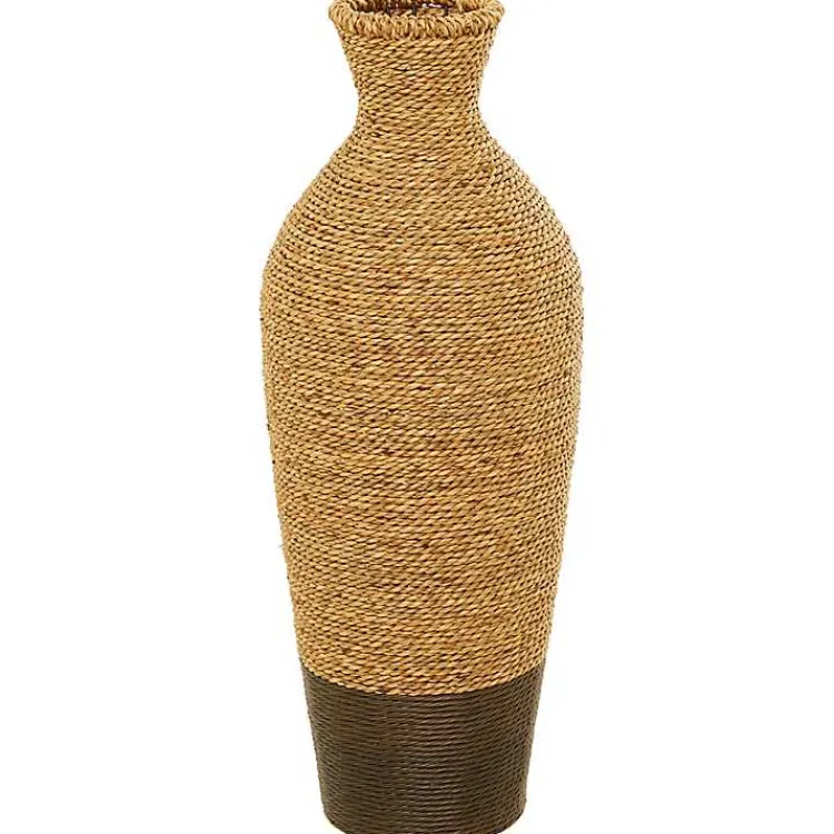 Vases>Kirklands Home Two-Toned Natural Seagrass Floor Vase, 28 in.