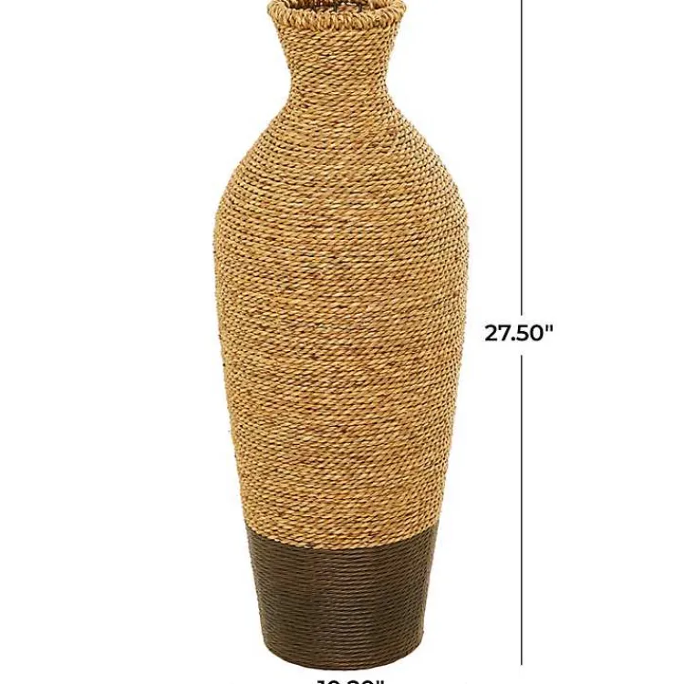 Vases>Kirklands Home Two-Toned Natural Seagrass Floor Vase, 28 in.
