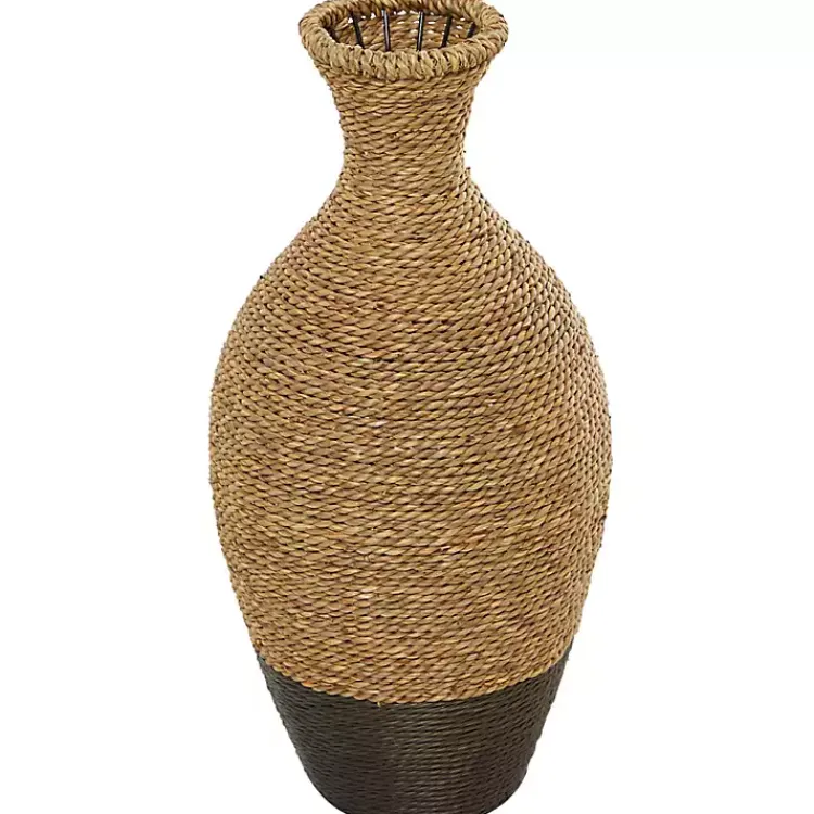 Vases>Kirklands Home Two-Toned Natural Seagrass Floor Vase, 21 in.