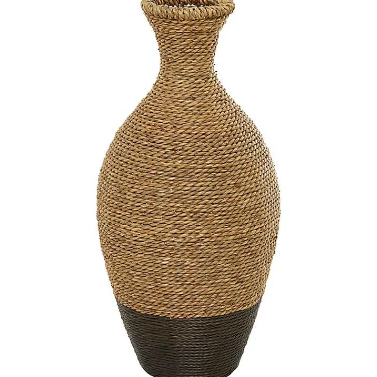 Vases>Kirklands Home Two-Toned Natural Seagrass Floor Vase, 21 in.