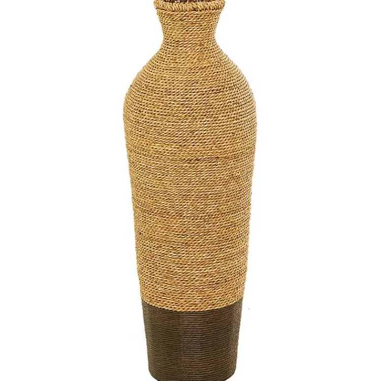 Vases>Kirklands Home Two-Toned Natural Seagrass Floor Vase, 33 in.