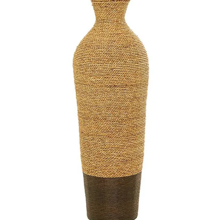 Vases>Kirklands Home Two-Toned Natural Seagrass Floor Vase, 33 in.