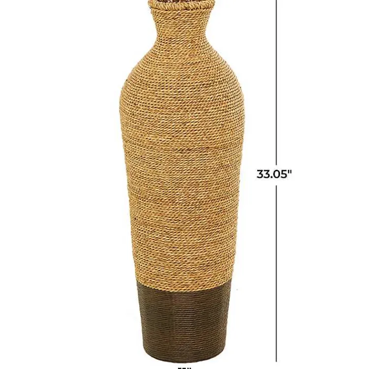 Vases>Kirklands Home Two-Toned Natural Seagrass Floor Vase, 33 in.