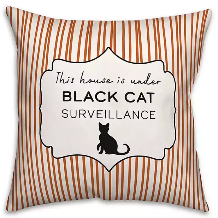 Halloween>Kirklands Home Under Black Cat Surveillance Pillow