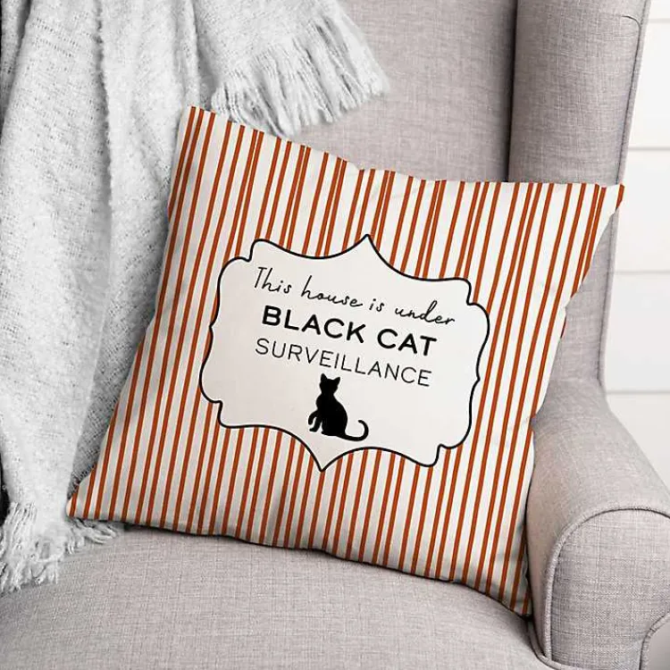 Halloween>Kirklands Home Under Black Cat Surveillance Pillow