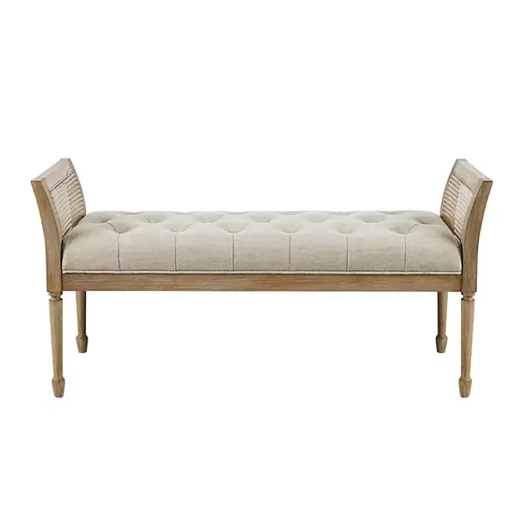 Kirklands Home Upholstered Cane Martha Stewart Isla Bench Tan New