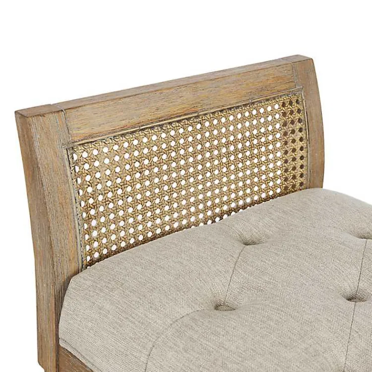 Kirklands Home Upholstered Cane Martha Stewart Isla Bench Tan New