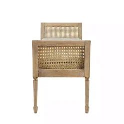 Kirklands Home Upholstered Cane Martha Stewart Isla Bench Tan New