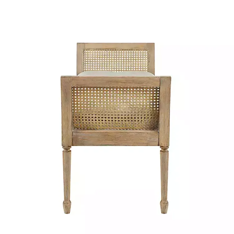 Kirklands Home Upholstered Cane Martha Stewart Isla Bench Tan New