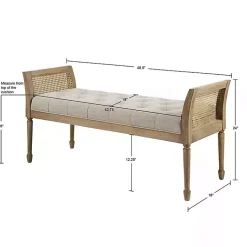 Kirklands Home Upholstered Cane Martha Stewart Isla Bench Tan New