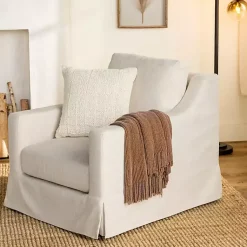 Kirklands Home Upholstered Weekend Swivel Accent Chair Ivory Hot