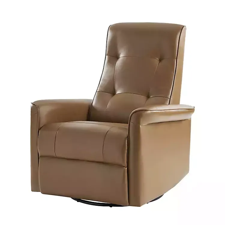 Kirklands Home Val Faux Leather Swivel Power Recliner Brown Hot