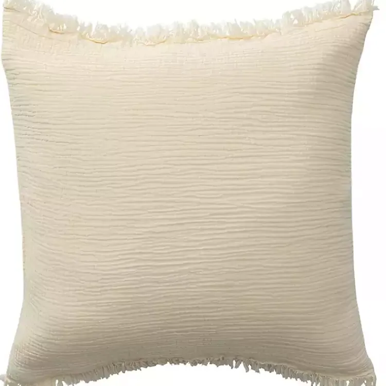 Pillows>Kirklands Home Vanilla Gauze Organic Fringe Throw Pillow Ivory