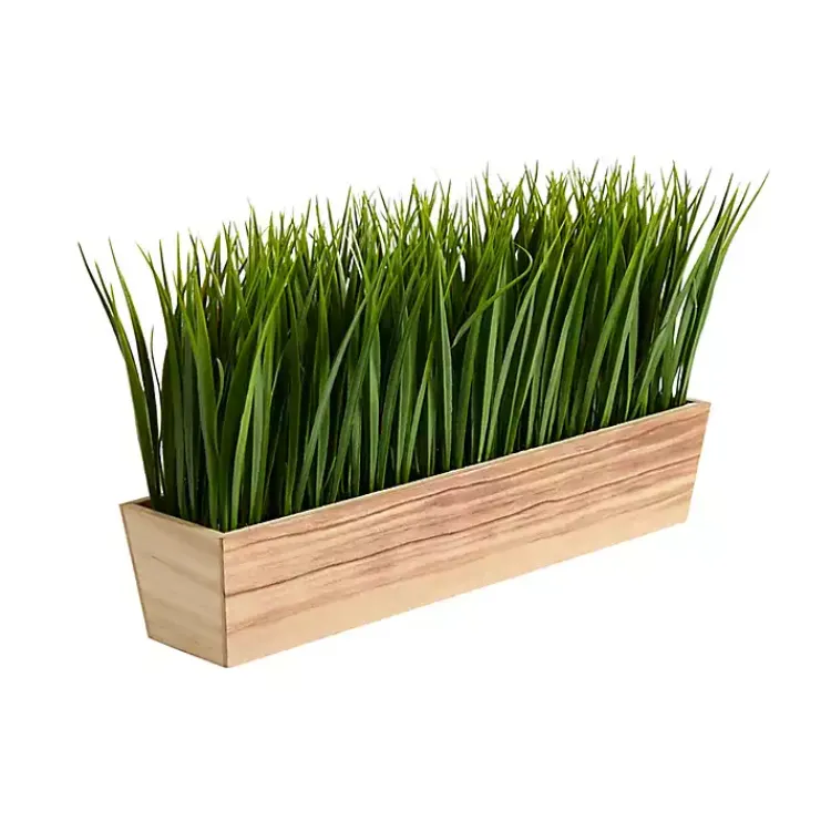 Arrangements & Greenery>Kirklands Home Vanilla Grass in Rustic Wood Planter