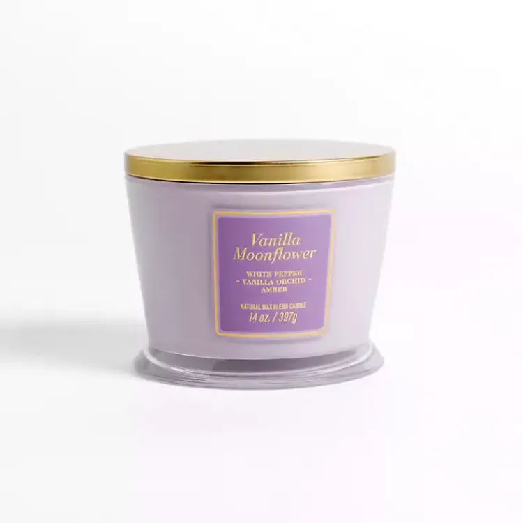 Candles>Kirklands Home Vanilla Moonflower 14 oz. 3-Wick Candle Purple