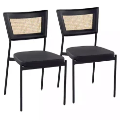 Kirklands Home Vegan Leather and Rattan Dining Chairs, Set of 2 Online
