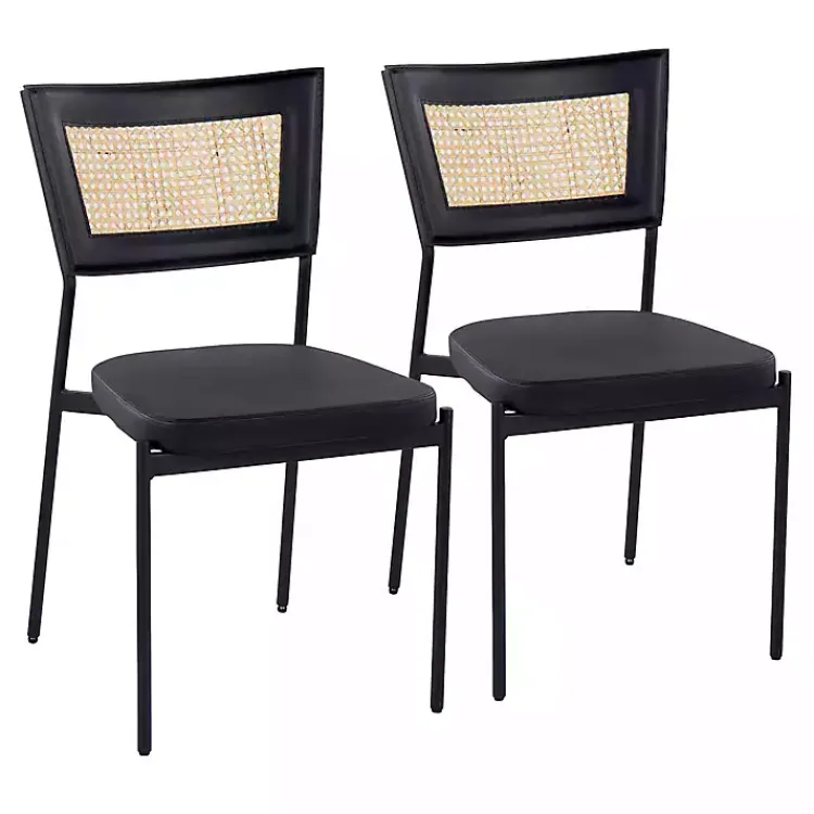 Kirklands Home Vegan Leather and Rattan Dining Chairs, Set of 2 Online