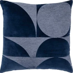 Pillows>Kirklands Home Velvet Navy Monochrome Shapes Throw Pillow Blue