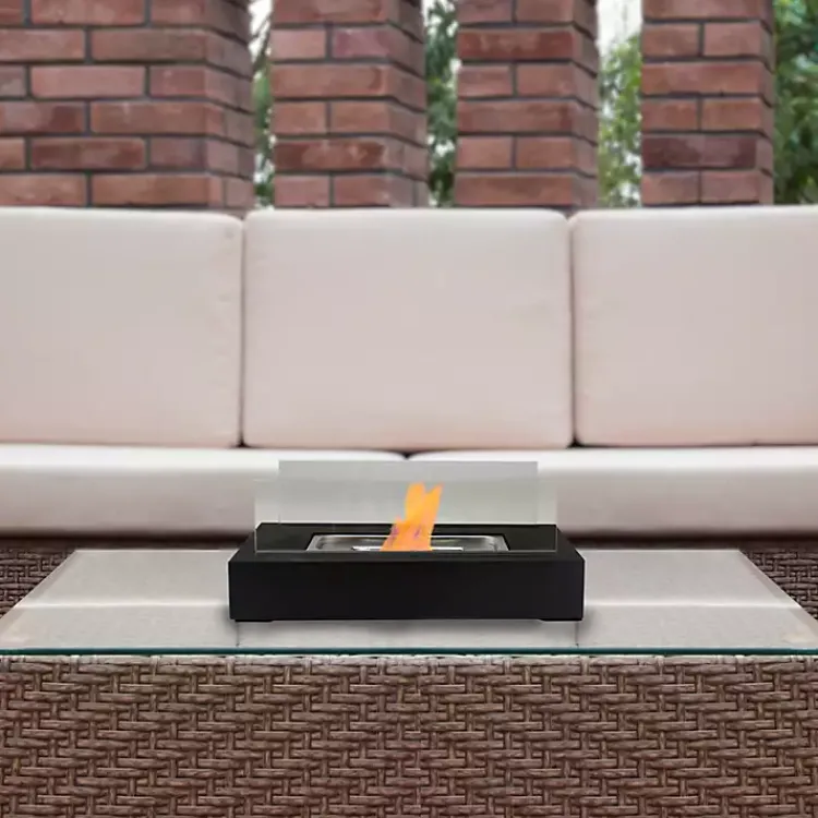 Kirklands Home Ventless Tabletop Fireplace on Black Base New
