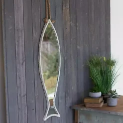 Kirklands Home Vertical Fish Mirror with Rope Hanger Hot
