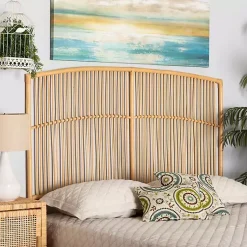 Kirklands Home Vertical Weave Rat Queen Headboard Tan