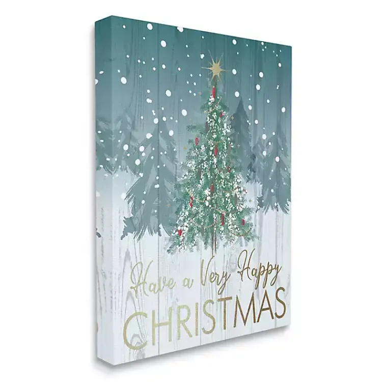 Christmas Art & Wall Decor>Kirklands Home Very Happy Christmas Tree Canvas Wall Plaque