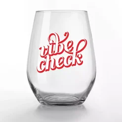 Kirklands Home Vibe Check Stemless Wine Glasses, Set of 2 Red Clearance