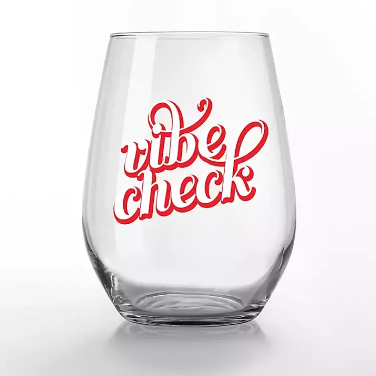 Kirklands Home Vibe Check Stemless Wine Glasses, Set of 2 Red Clearance