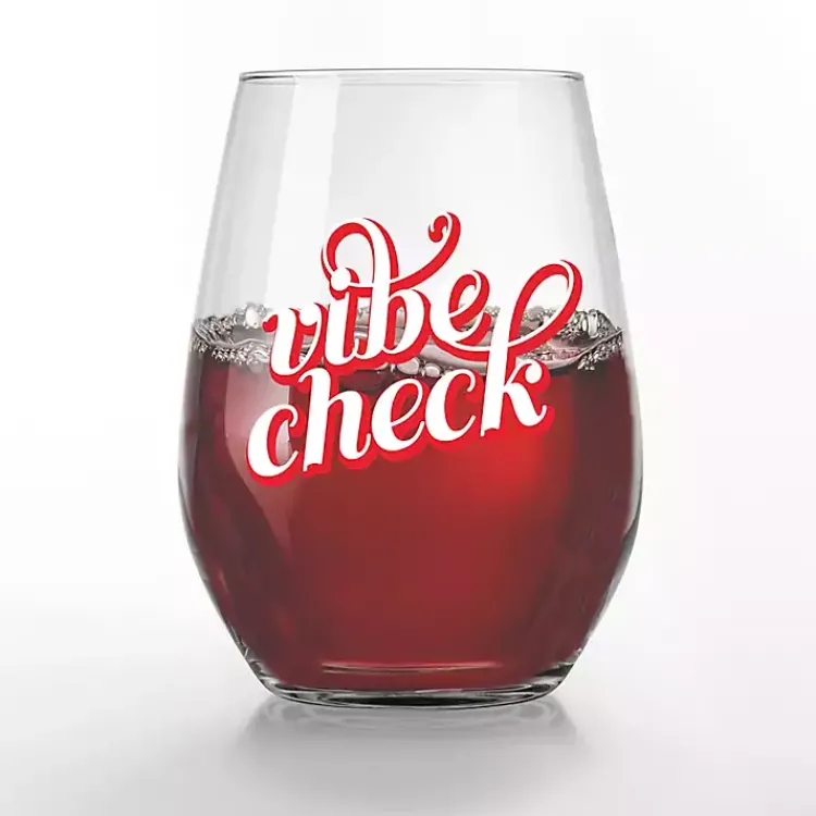 Kirklands Home Vibe Check Stemless Wine Glasses, Set of 2 Red Clearance