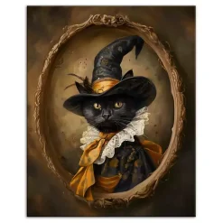 Halloween>Kirklands Home Victorian Black Cat Canvas Art Print Brown