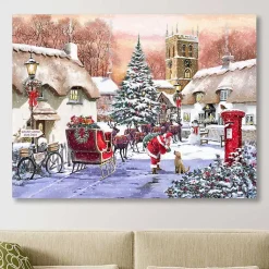 Christmas Art & Wall Decor>Kirklands Home Village and Santa Canvas Art Print