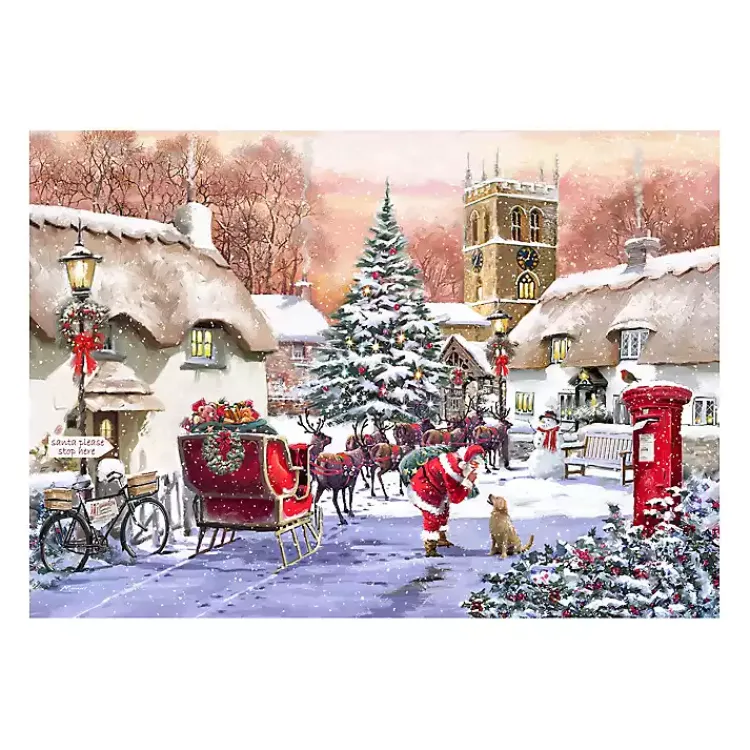 Christmas Art & Wall Decor>Kirklands Home Village and Santa Canvas Art Print