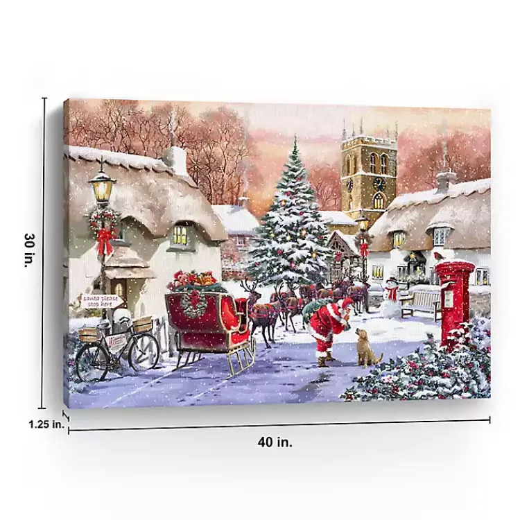 Christmas Art & Wall Decor>Kirklands Home Village and Santa Canvas Art Print