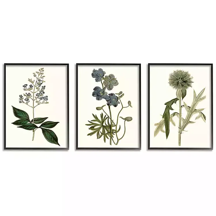 Kirklands Home Vintage Blue Flowers Framed Art Prints, Set of 3
