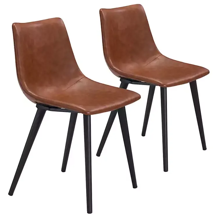 Kirklands Home Vintage Faux Leather Dining Chairs, Set of 2 Brown Sale