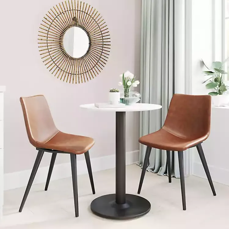 Kirklands Home Vintage Faux Leather Dining Chairs, Set of 2 Brown Sale