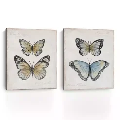 Kirklands Home Vintage Butterflies Canvas Art Prints, Set of 2 Outlet