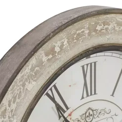 Kirklands Home Vintage Cream Rust Round Framed Wall Clock Clearance