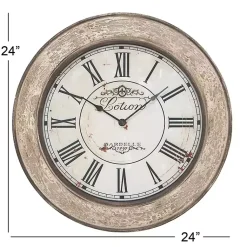Kirklands Home Vintage Cream Rust Round Framed Wall Clock Clearance