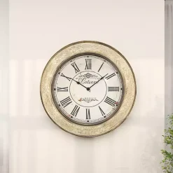 Kirklands Home Vintage Cream Rust Round Framed Wall Clock Clearance