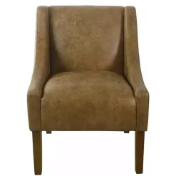 Kirklands Home Vintage Faux Leather Swoop Accent Chair Brown Sale