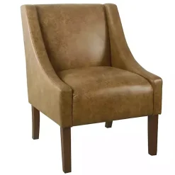 Kirklands Home Vintage Faux Leather Swoop Accent Chair Brown Sale