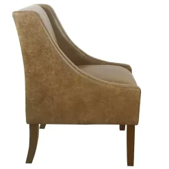 Kirklands Home Vintage Faux Leather Swoop Accent Chair Brown Sale