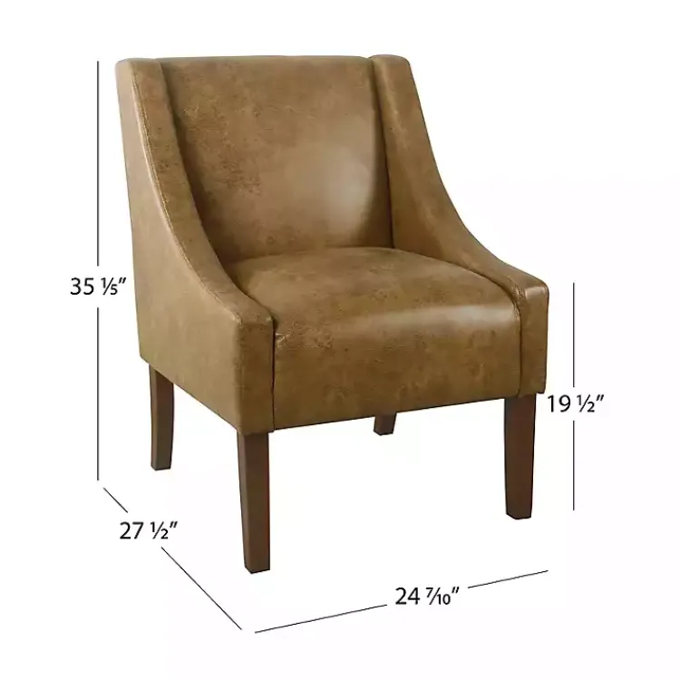 Kirklands Home Vintage Faux Leather Swoop Accent Chair Brown Sale