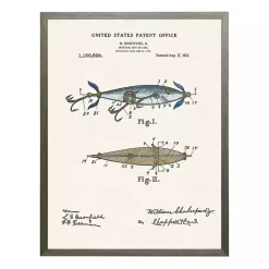 Kirklands Home Vintage Fishing Lure Patent Framed Art Print Clearance