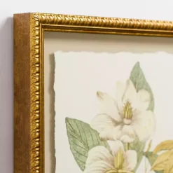 Kirklands Home Vintage Floral Gold Framed Art Print White Clearance