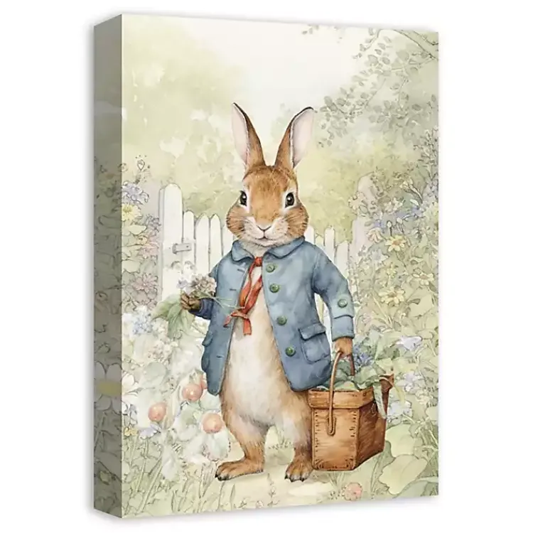 Easter Decorations>Kirklands Home Vintage Garden Bunny Canvas Art Print