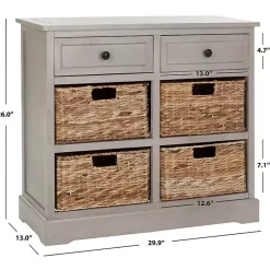 Kirklands Home Vintage Cabinet with Woven Baskets Gray Clearance